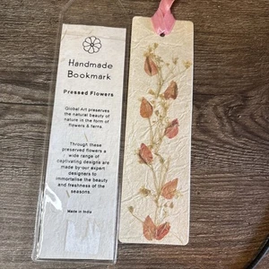 Handgefertigtes gepresstes Blumen Lesezeichen Vintage Rosa Global Art - Bild 1 von 2