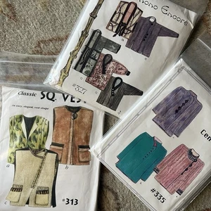 3 Lois Ericson Design & Sew Patterns Kimono Encore/SQ Vest/Front&Center Uncut - Picture 1 of 8