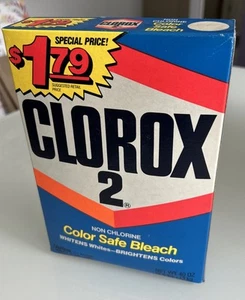 Vintage Clorox 2 Non Chlorine 40 oz 1987 Color Safe Bleach Whitens Sealed - Picture 1 of 6