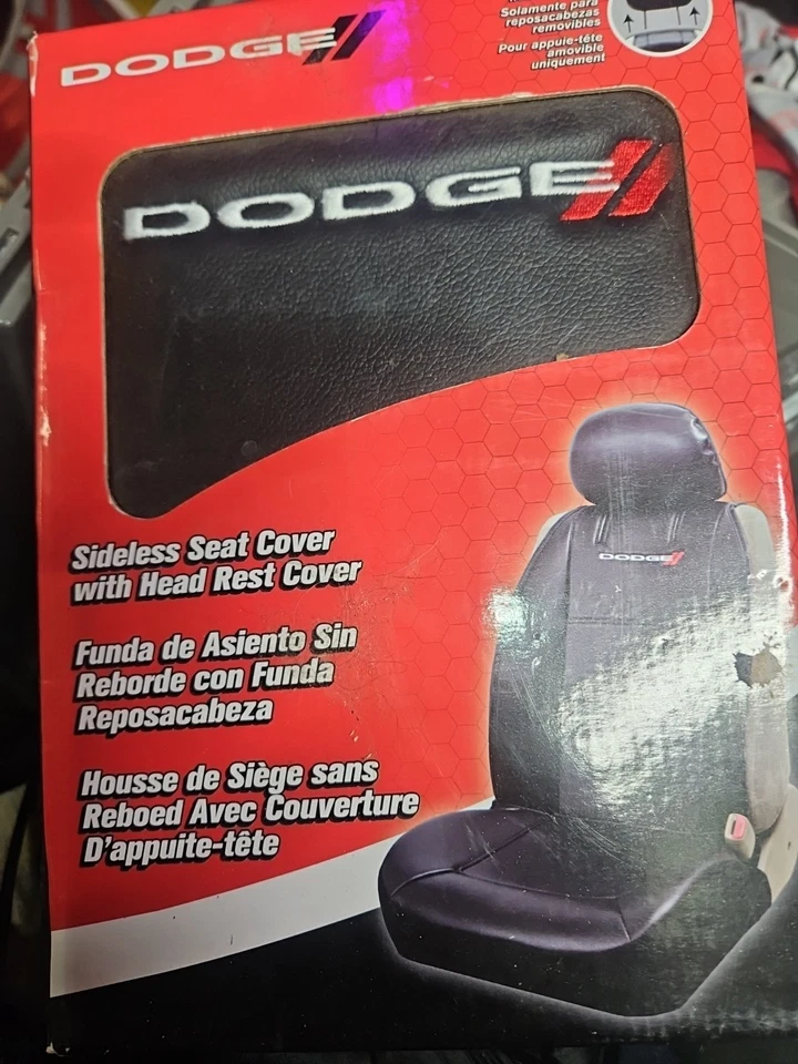 Чехол на сиденье Dodge Sideless с чехлом на подголовник пластиковый универсальный черный с красным - Изображение 1 из 1