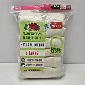 Fruit of the Loom Toddler Girls 100% USA Natural Cotton Tank Tops 2T/3T 6 Pack - Picture 1 of 2