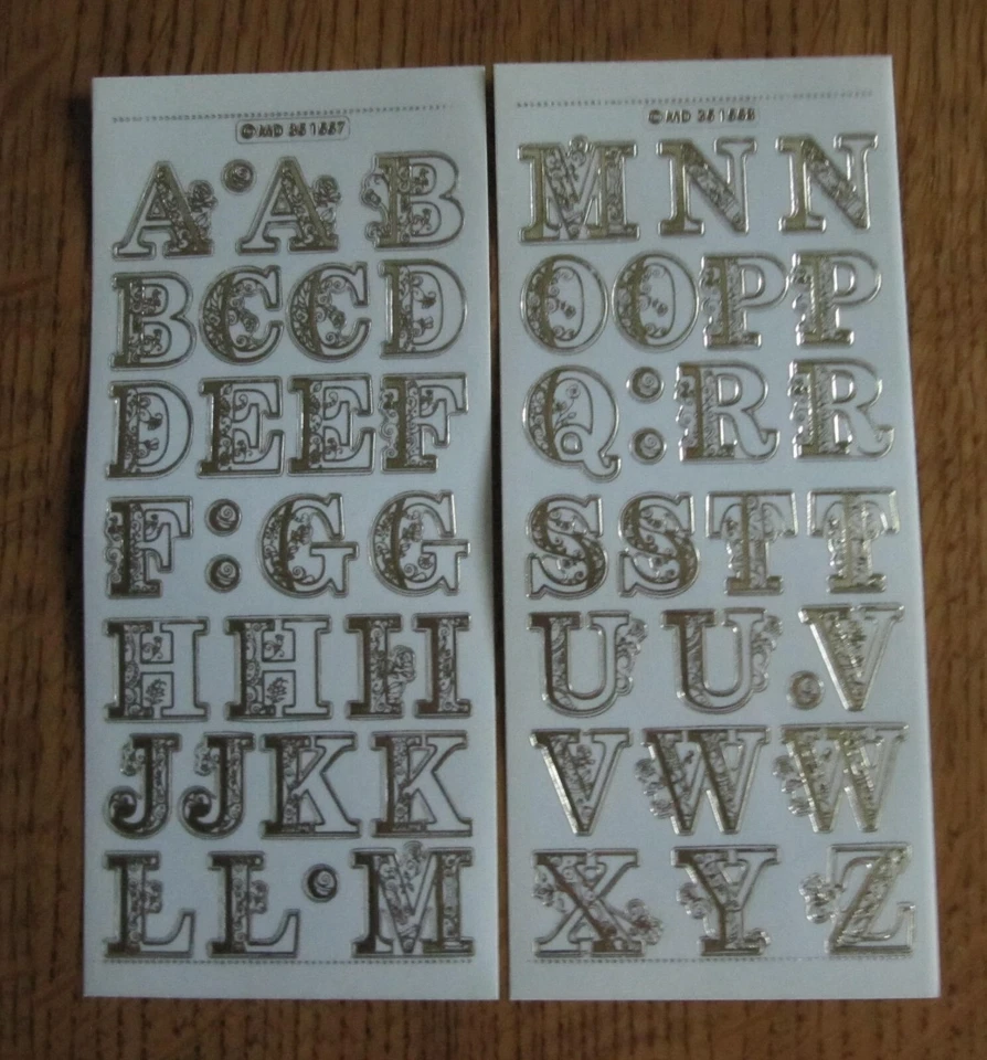 2 Stück Stickerbogen Gravurstickerbogen gold Alphabet Jittenmeier - Bild 1 von 1