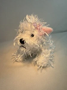 Webkinz Lil Kinz White Terrier Puppy Plush Dog Pink Bow HS106 NO CODE Cheap Ship - Picture 1 of 9