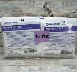 Halyard Purple Nitrile Exam Glove Singles, Size: Medium *26 Pair* *See Date* - Picture 1 of 6