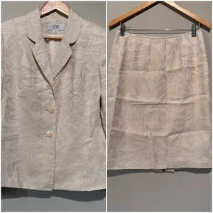 Le Suit Gold Floral 2 Piece Skirt Suit Blazer Women’s 10P Holiday Party Cocktail - Picture 1 of 18