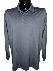 PEBBLE BEACH Cool Comfort Long Sleeve Polo Shirt Mens Large Blue Golf L/S - Picture 1 of 7