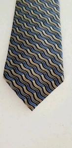 Barrington Men's Tie Black Blue and Silver nice Geometric Design 100% Silk - Picture 1 of 4