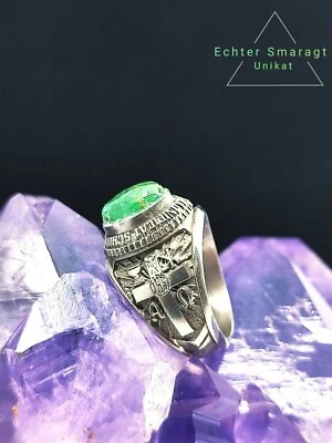 🇺🇸 IHS College 🇺🇸  echter Smaragt College Ring Damen Gr. 53 - 16,8 mm  USA  - Bild 1 von 4