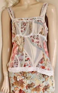 Linea silk cream pink vtg Y2K vest top/camisole blouse size 12–14 Cottagecore - Picture 1 of 9