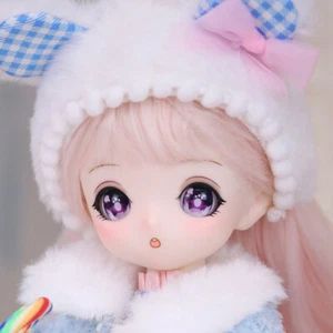 Lovely Girl 1/4 BJD SD Doll Ball Joint Full Set Cartoon Eyes Face Makeup Gift - Picture 1 of 5