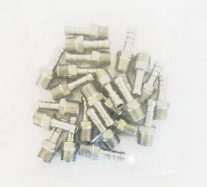 Lot of 24 Barbed Hose Fitting 3/8" Hose ID X 3/8" NPT Male Hex 303/304 Stainless - Picture 1 of 4