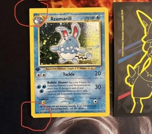 Error de corte erróneo de impresión CORTE CUADRADO 🙂 Esquina Holo Azumarill 2/111 primera edición Pokémon - Imagen 1 de 15