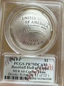 2014-P Brooks Robinson PCGS PR70 MLB All-Century 1 of 12! Rare Silver $1 Coin - Picture 1 of 2