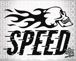 Speed Flaming Skull Vinyl Decal Sticker Racing Car American Muscle Hot Rat Rod - Picture 1 of 3