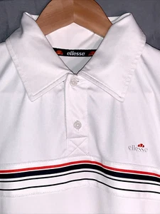 ELLESSE Polo Shirt Short Sleeve, Collared, Size Small S, White, Red, RARE HTF - Picture 1 of 11