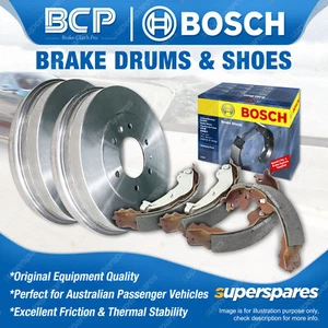 Rear BCP Brake Drums + Bosch Brake Shoes for Holden Rodeo RA TFS77 TFS26 TFS27 - Picture 1 of 4