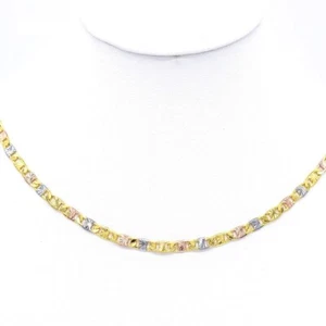 Collar Multicolor Tres Tonos Eslabón Cadena Valentino Oro Real Relleno 24" - Imagen 1 de 4