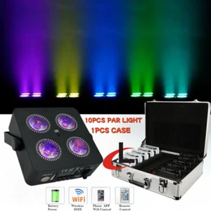 10PC/LED Par Light Battery Power Uplighter Wireless Event Party Lighting 4x18w - Picture 1 of 12