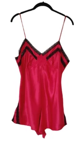 Sexy coqueta vintage Victoria's Secret etiqueta dorada para mujer mameluco peluche S/M rojo negro - Imagen 1 de 11