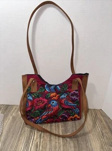 Borsa a tracolla ricamata multicolore uccellini fiori bellissima uncinetto - Foto 1 di 5