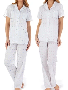 Conjunto de pijamas para damas Dobby Dot Slenderella conjunto de pantalones con botones - Imagen 1 de 15