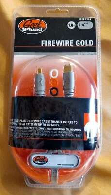 Geek Squad HQ 1.8m 4-Pin Male to 6-Pin Male Firewire with Gold Plated Cable/NEW - Image 1 of 3