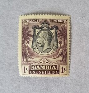 STAMPS GAMBIA 1922 1/- WMK MULT SCRIPT SG134 MINT HINGED - #8265a