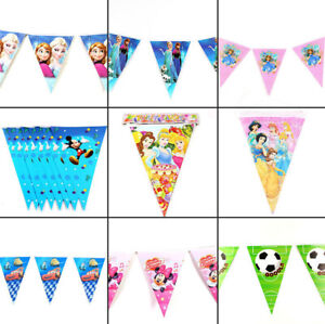 All Theme 10pcs Flags Cartoon Kids Party Supplies Bunting Banner Favor Decors