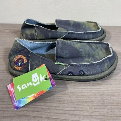 SANUK VAGABOND SLIP ON CASUAL LOAFER SHOE GRATEFUL DEAD CANVAS TIE DYE SIZE 2Y - Image 1 of 4