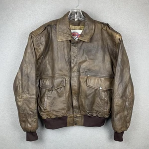 Chaqueta Bomber Vintage Superfortress B-2 Cuero Marrón Mapa Forrado Bolsillos Para Hombres L - Imagen 1 de 16