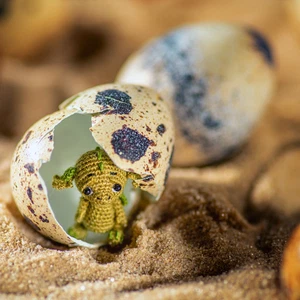 Miniature Crochet Dragon – Handmade Tiny Green Amigurumi Fantasy Collectible - Picture 1 of 7