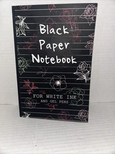 Black Paper Notebook For White Ink Gel Pens Lined Paper Journal 8.5x11 - Foto 1 di 2