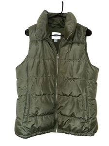 Old Navy Woman’s Puffer Vest Green Fleece Lined Size Large - Picture 1 of 4