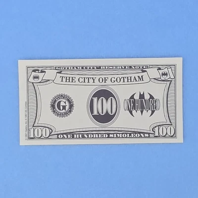 Monopoly Batman & Robin Juego Repuesto Dinero Billete en Efectivo 5 x $100 Billetes Simoleón Foto 1 de 4