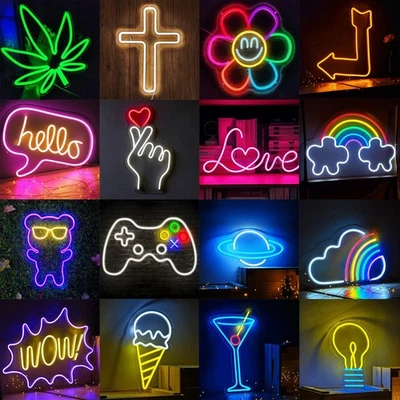 Placa de LED neon luz USB decoração de parede lâmpada configuração de jogos iluminação streamer - Imagem 1 de 4