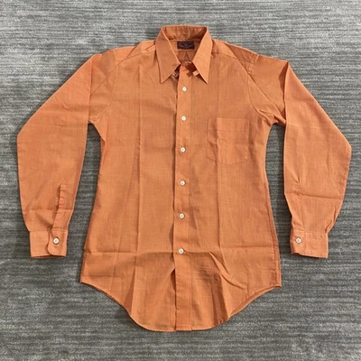 Vintage Van Heusen Shirt Mens 14.5 Orange Long Sleeve Button Up V-Taper 60s - Image 1 of 4