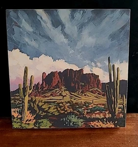 Kunstdruck Plakette von Jim Musil Aberglaube Bergkaktus Wüste Südwesten 8x8 - Bild 1 von 7