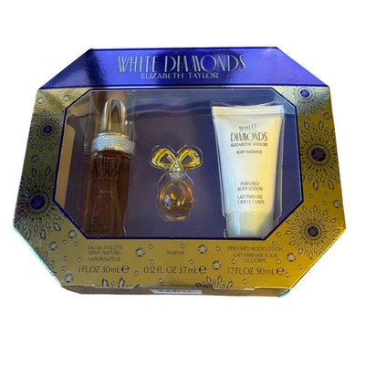 Elizabeth Taylor White Diamonds 3 piezas conjunto de regalo en caja 1 oz EDT loción mini Foto 1 de 3