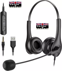 USB Headset with Microphone, 3.5mm Headset with in-Line Call Control (P956) - Picture 1 of 5