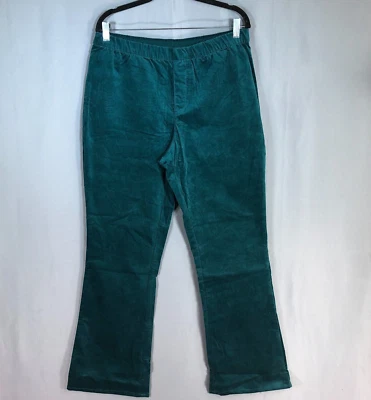 Isaac Mizrahi Live Womens Pants Petite 14 Midnight Green Velvet Bootcut - Image 1 of 4