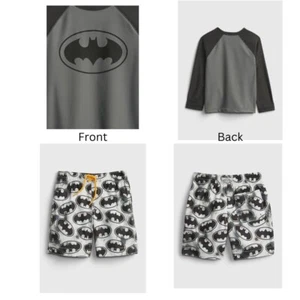 NEW 2T Baby Gap DC Batman Swim Shorts Rash Guard Set Sun Protection UPF UV 50+ - Picture 1 of 8