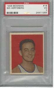Baloncesto Bowman Sid Hertzberg 1948 #16 en muy buena condición PSA 3 - Imagen 1 de 1