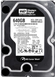 Hard Drive Western Digital 640GB WD6401AALS 32MB SATA II 7200RPM 3.5" Inch - Picture 1 of 4