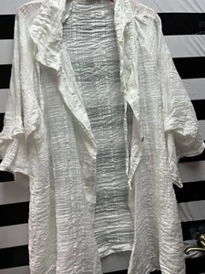 Women "Cut Loose" white sheer cover-up. size L. Prev. Owned - Picture 1 of 2