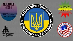 I STAND WITH UKRAINE Car Window Vinyl Decal Round Laptop Bumper Support Sticker - Picture 1 of 10