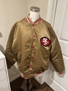 Vintage San Francisco 49ers Jacket Gold NFL 80s Satin Bomber XL