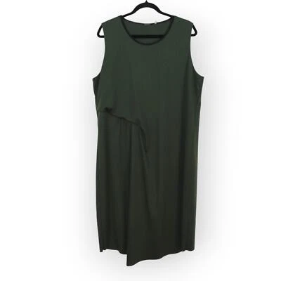 Elie Tahari XL Tank Sheath Dress Forest Green Midi Lined Lagenlook FREE SHIPPING - Image 1 of 4