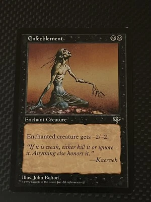 Enfeeblement, MTG Mirage (1996) Common Black Enchantment NM - Image 1 of 2