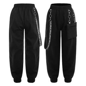 Girls Hip Hop Jazz Street Dance Pants Cargo Trousers Athletic Sport Sweatpants - Picture 1 of 17