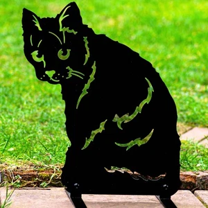 Cat Silhouette Home Decoration Statue Metal Art Garden Ornament Gift Lover Owner - Picture 1 of 48